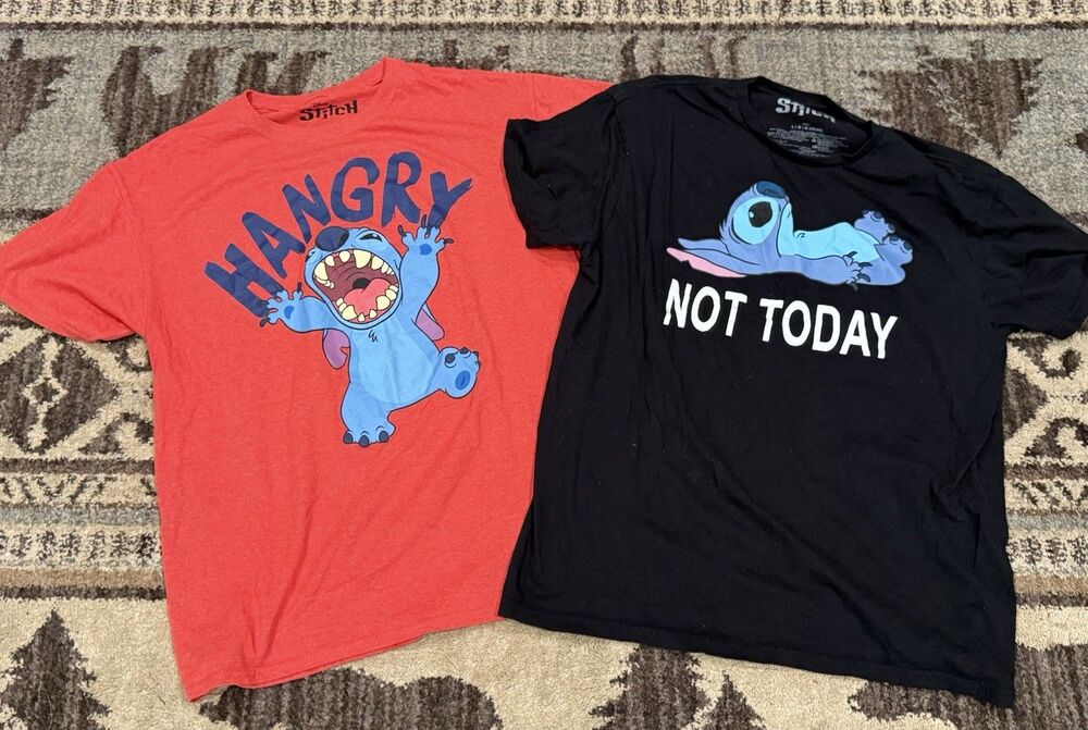 Men’s large L T-shirt Disney stitch Lot Of 2